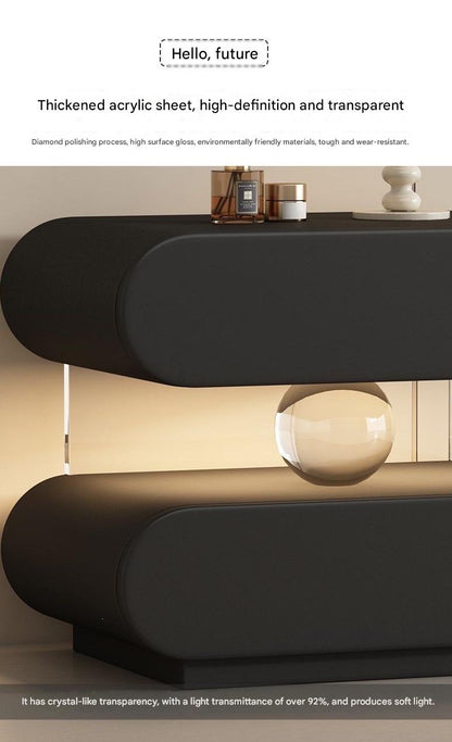 Luxury Wooden Bedside Table With Acrylic Sensor Light