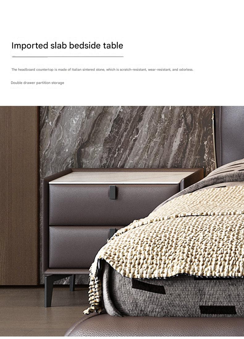 Italian Luxury Leather Sand Dune Double Bed