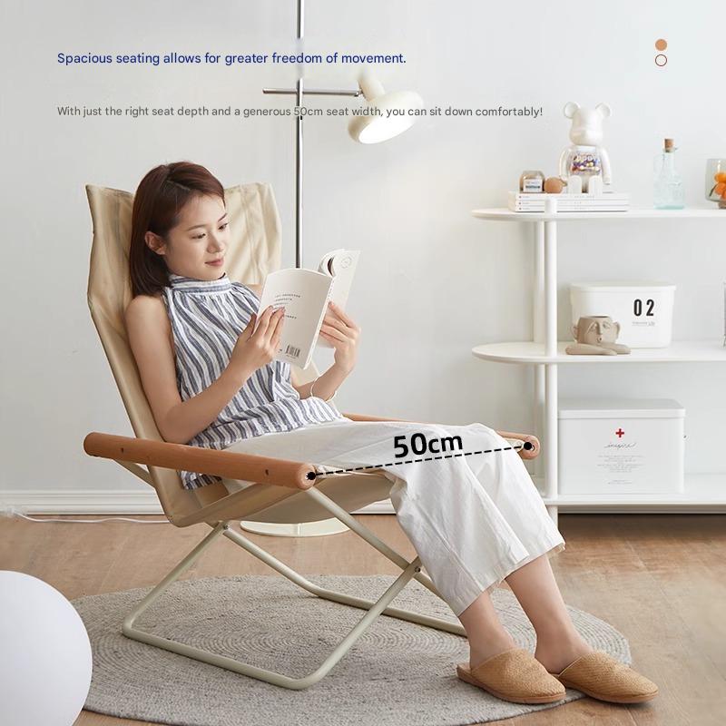 Modern Folding Lounge Chair with Wooden Armrests