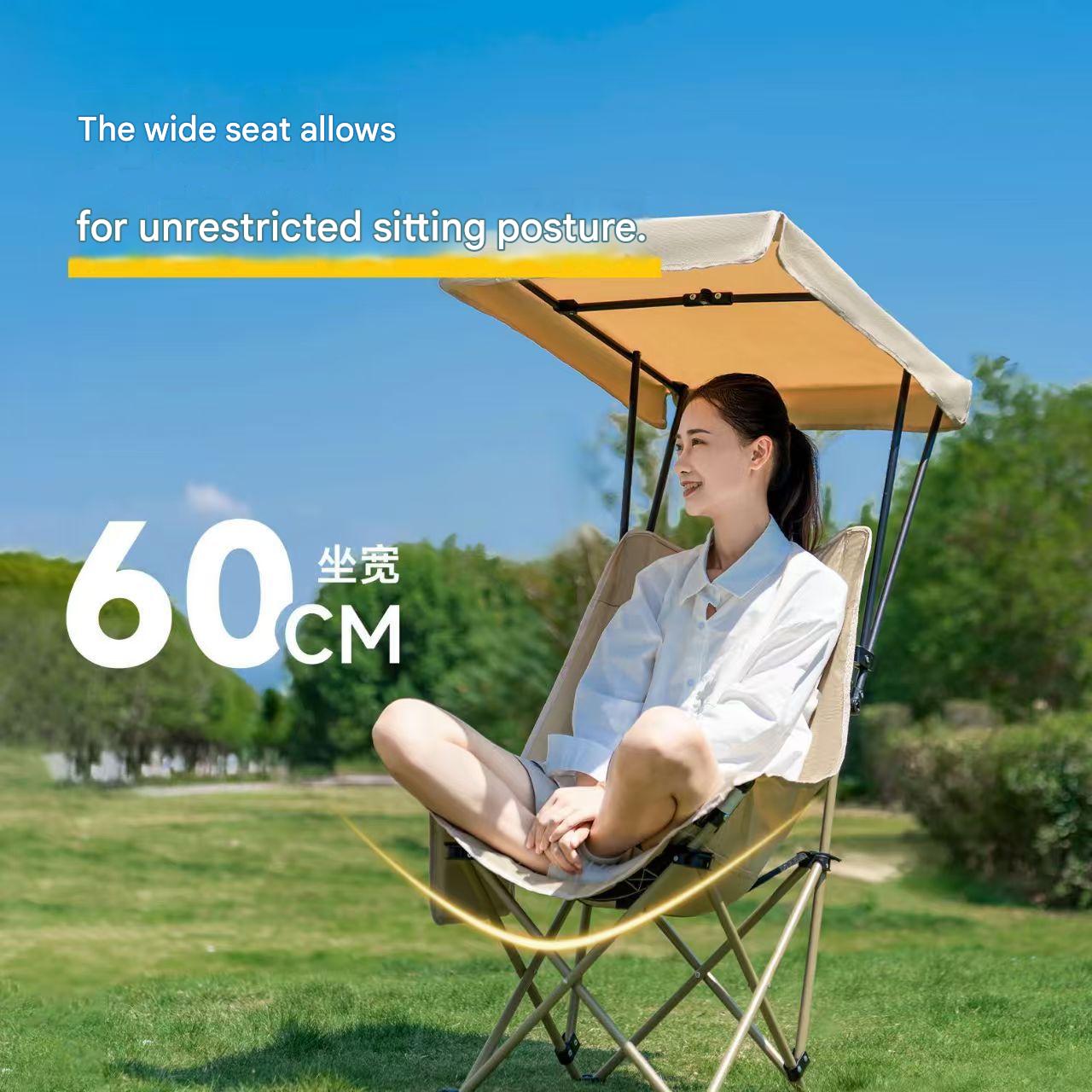 Outdoor Folding Chair with Umbrella Canopy