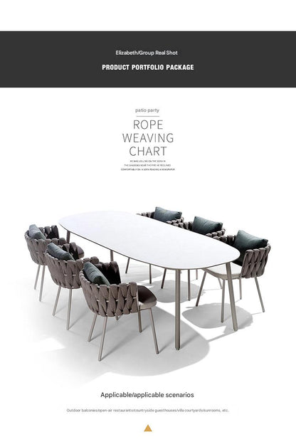 Luxury Outdoor Rattan Dining Table Set with 6 Chairs