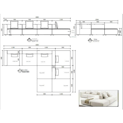 Luxury Modular Large Flat Fabric Sofa Set