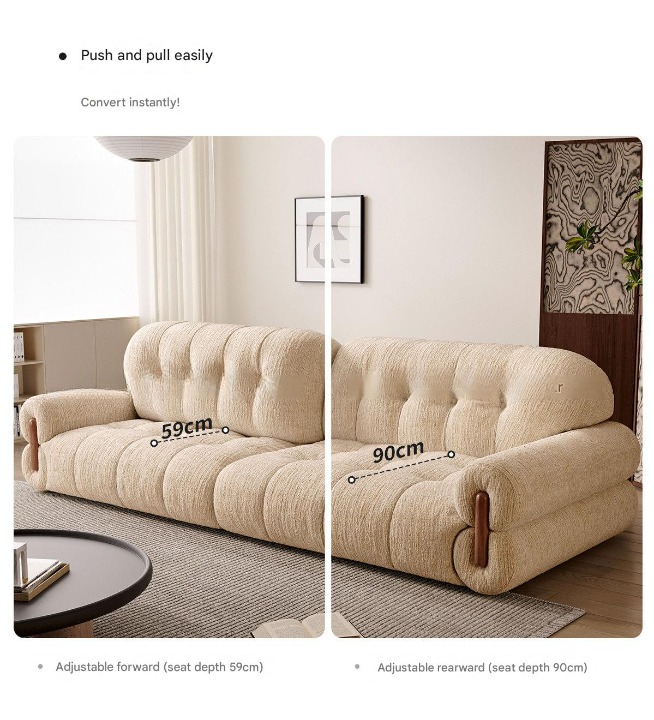 Retro Chenille Fabric Sofa with Adjustable Depth