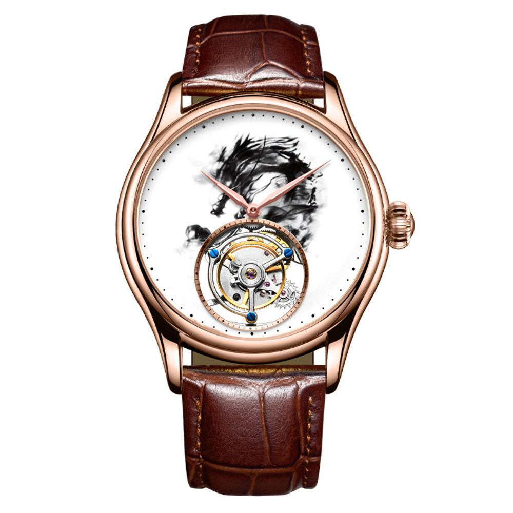 AESOP Tourbillon Ink Painting Mechanical Waterproof Men's Watch