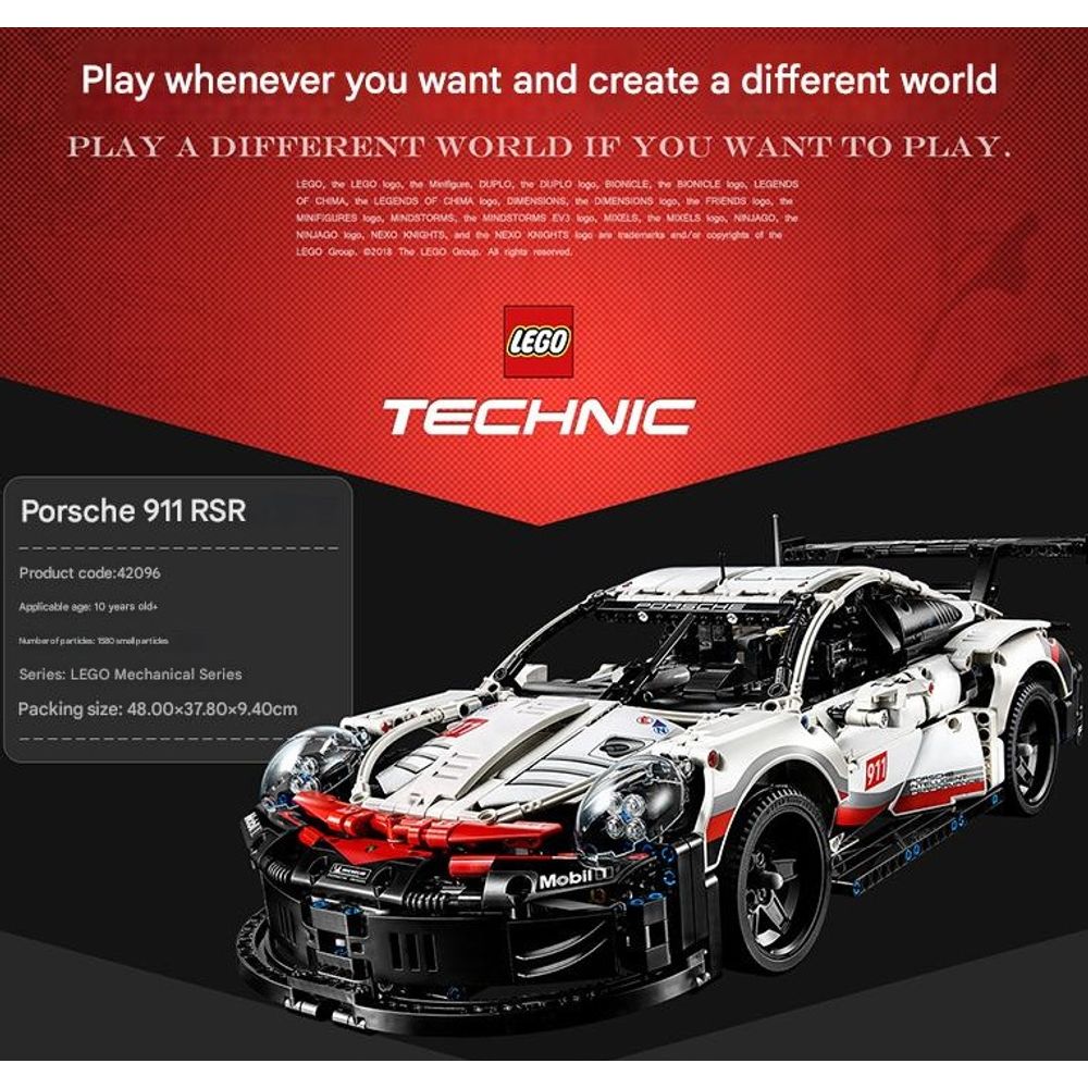 LEGO 42096 Porsche 911 RSR Car Building Blocks Set