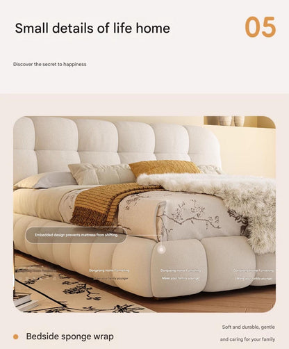 Modern Upholstered Platform Bed with Tufted Headboard