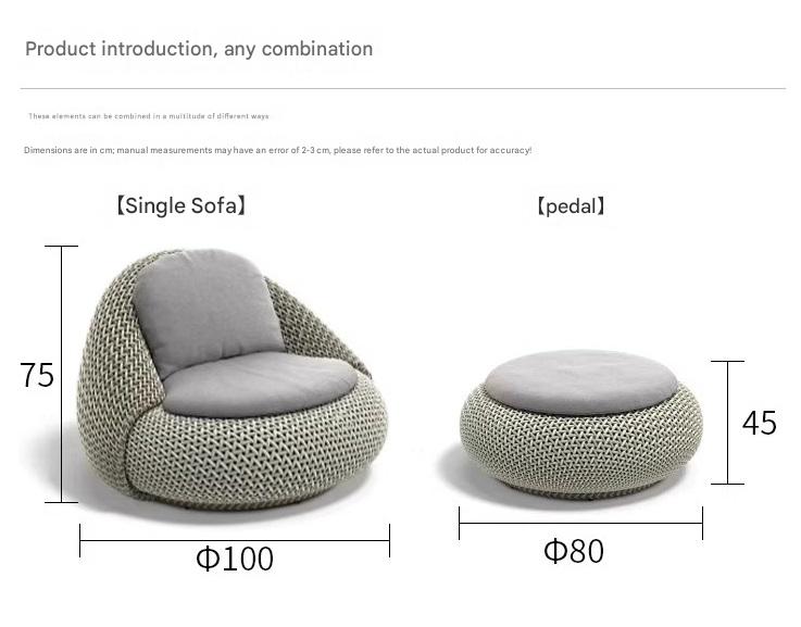 Modern Woven Lounge Chair with Ottoman Set