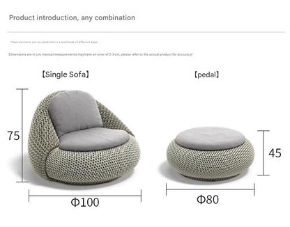 Modern Woven Lounge Chair with Ottoman Set