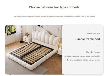 Luxury Leather Double Bed with Tufted Headboard and Storage