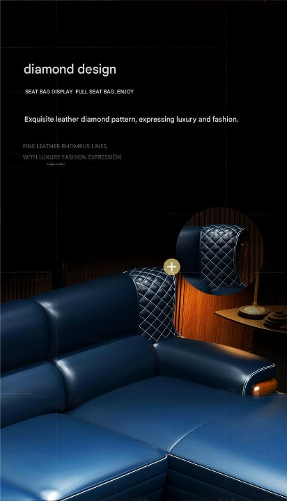 Luxury L-Shaped Leather Sofa Set with Ottoman