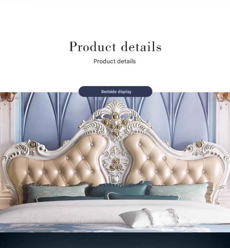Luxury European French Wood Princess Double Bed