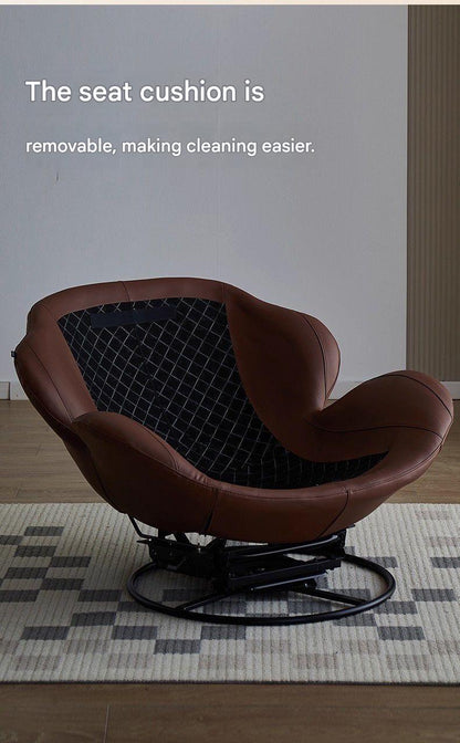 Modern Eggshell Swivel Recliner Chair with Ottoman