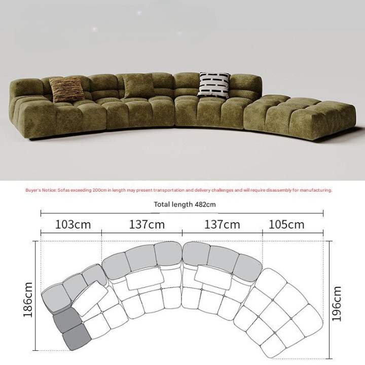 Luxury Curved Puff Fabric Sofa Set