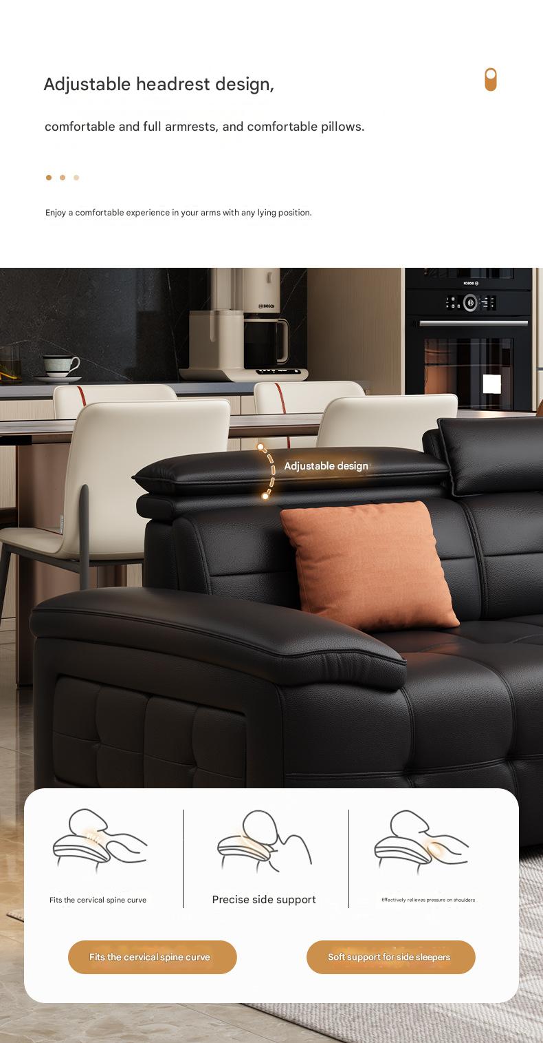 Luxury Modern Tufted Leather Sofa Set with Ottoman