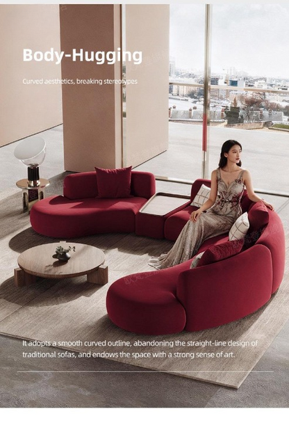 Luxury Modern Curved Sectional Sofa with Center Table