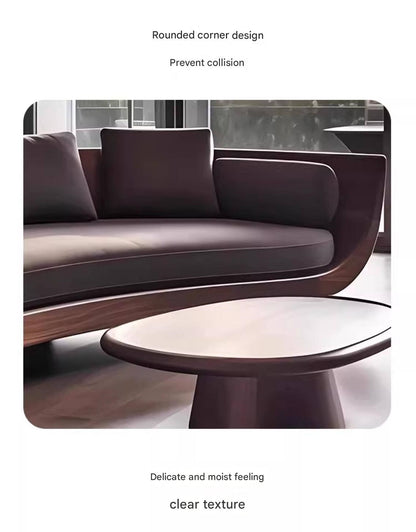 Luxury Curved Wooden Sofa with Cushions