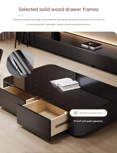 Luxury Floor Standing Glass TV Cabinet with Storage Drawers