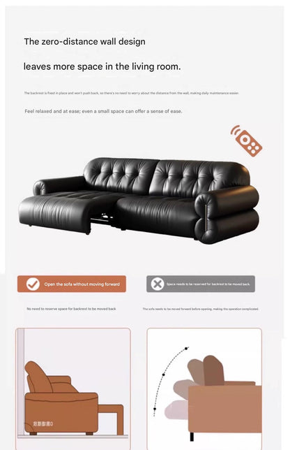 Retro Brown Sugar Cloud Electric Retractable Leather Sofa