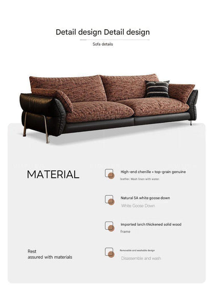 Modern Extra Large Fabric Sofa with Goose Down Cushions