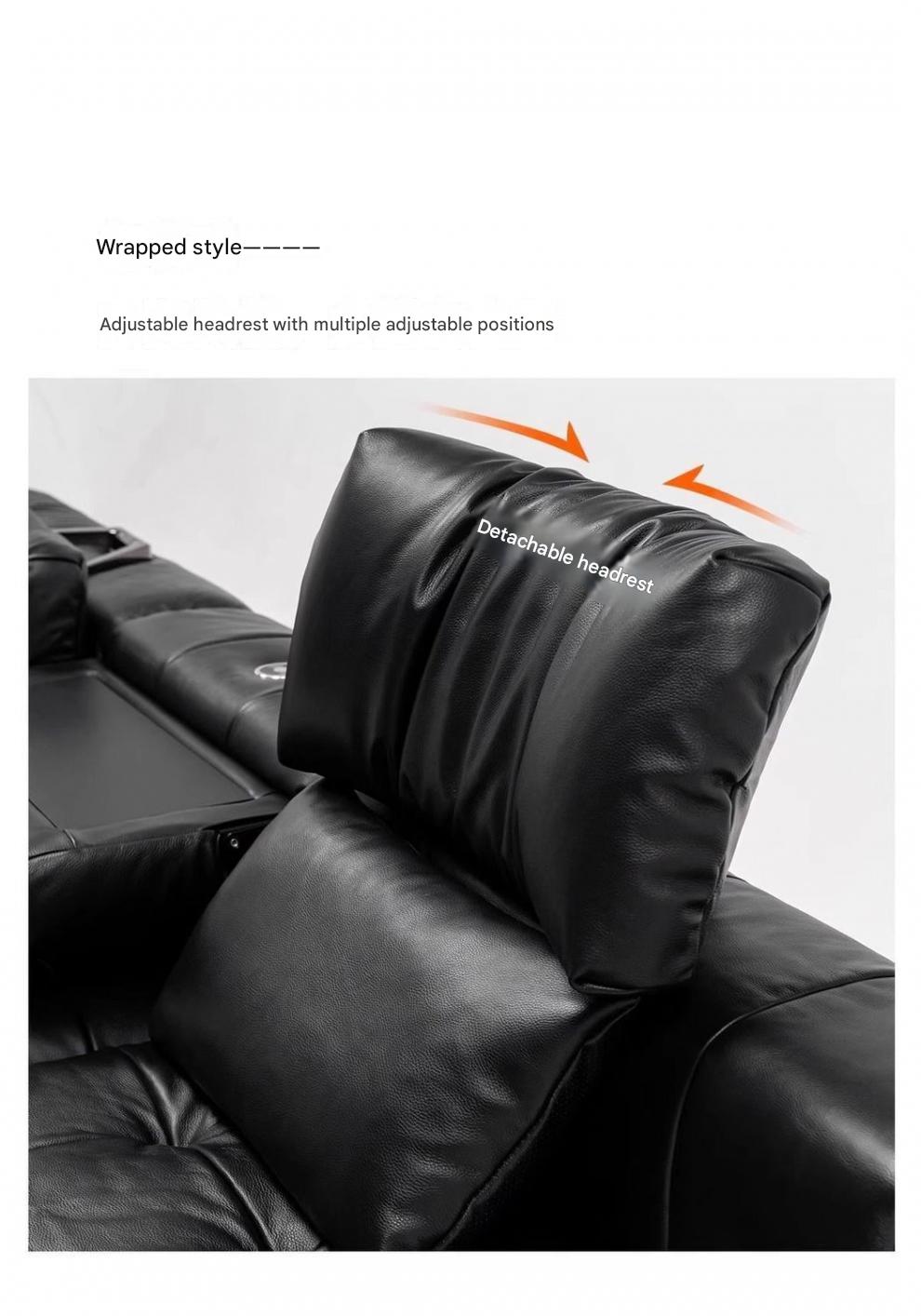 Modern Leather Lounge Sofa With Adjustable Backrest