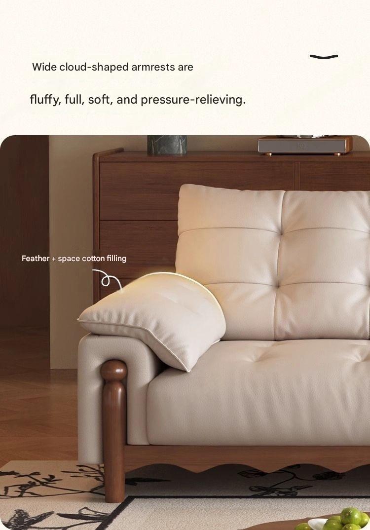 Retro Wooden Leather Sofa