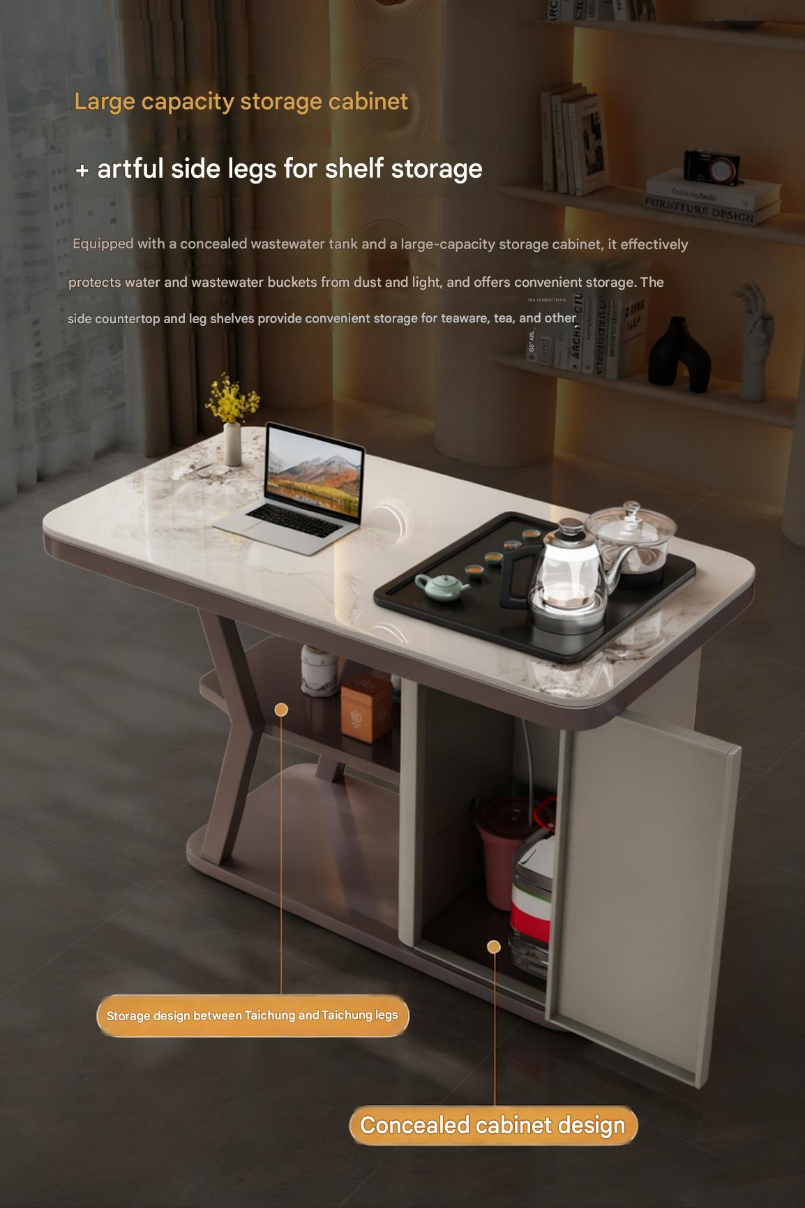 Luxury Stone Slab Tea Table With Chairs
