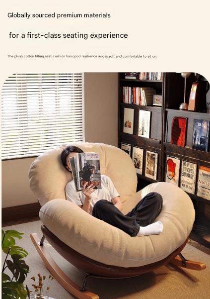 Modern Eggshell Rocking Chair with Ottoman