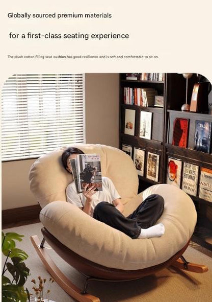 Modern Eggshell Rocking Chair with Ottoman