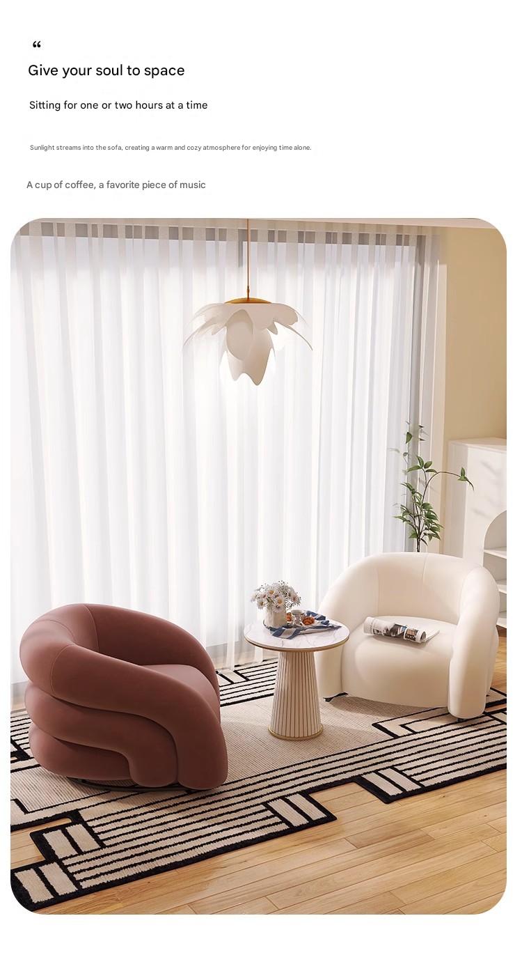 Modern Velvet Accent Chair with Sculptural Curved Design