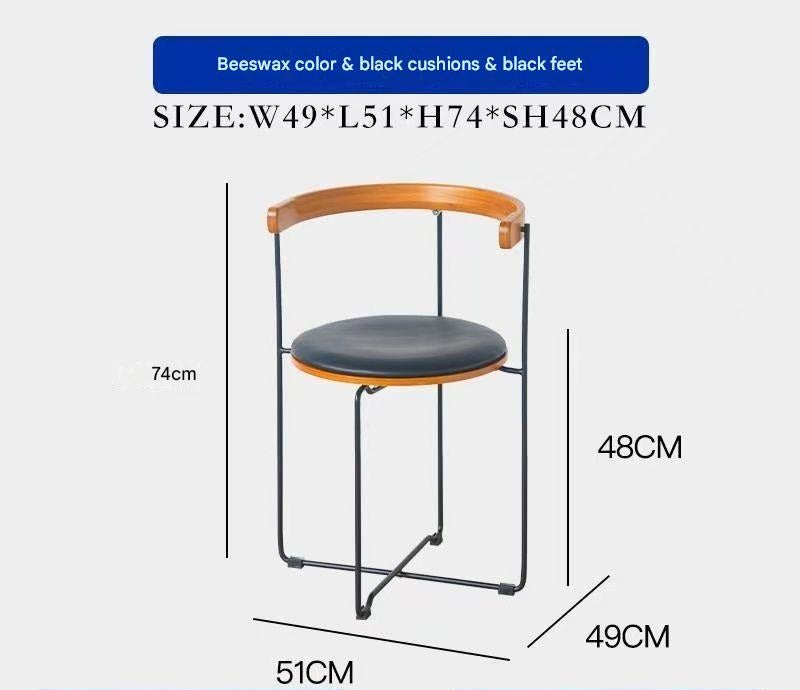 Retro Folding Wood Chair With Leather Seat Cushion