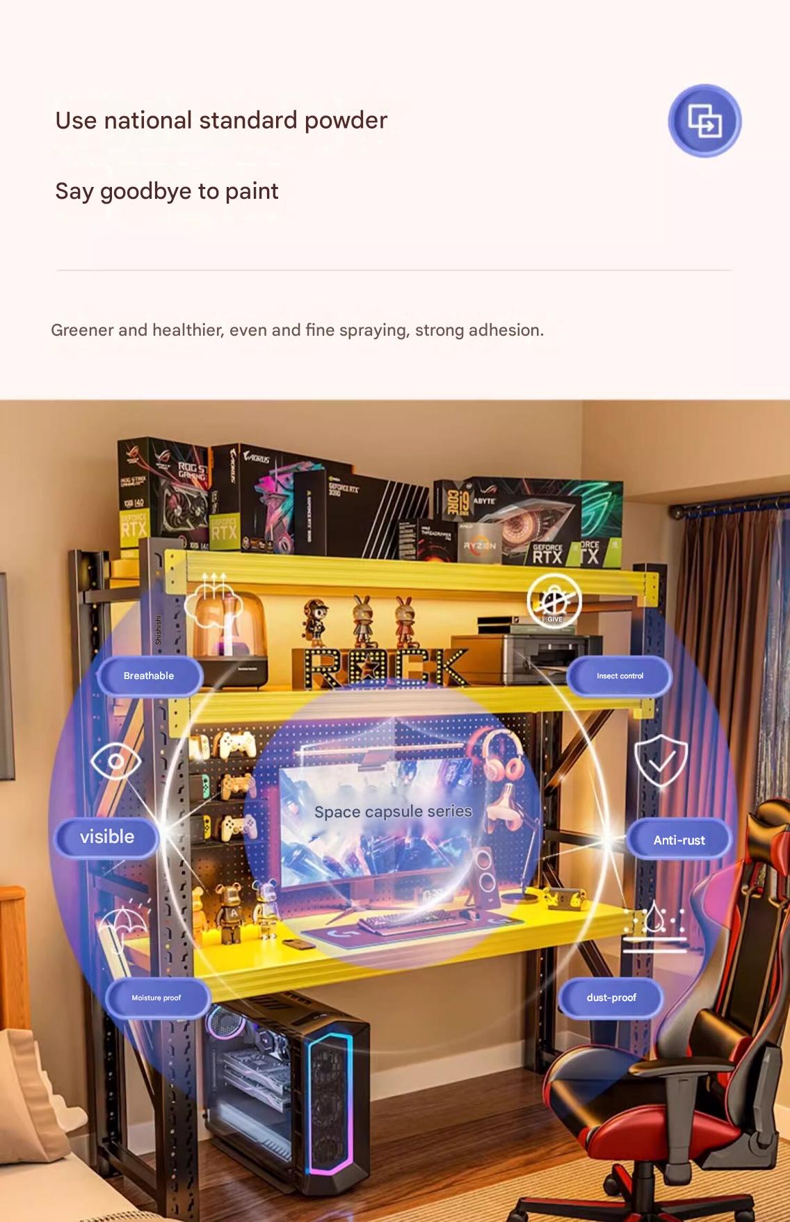 Modern Multi Layer Computer Desk with Storage Shelves