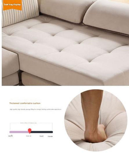 Modern L-Shaped Fabric Sectional Sofa With Adjustable Headrests