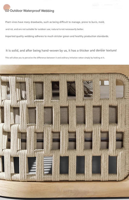 Luxury Outdoor Wooden Rattan Sofa Set with Table