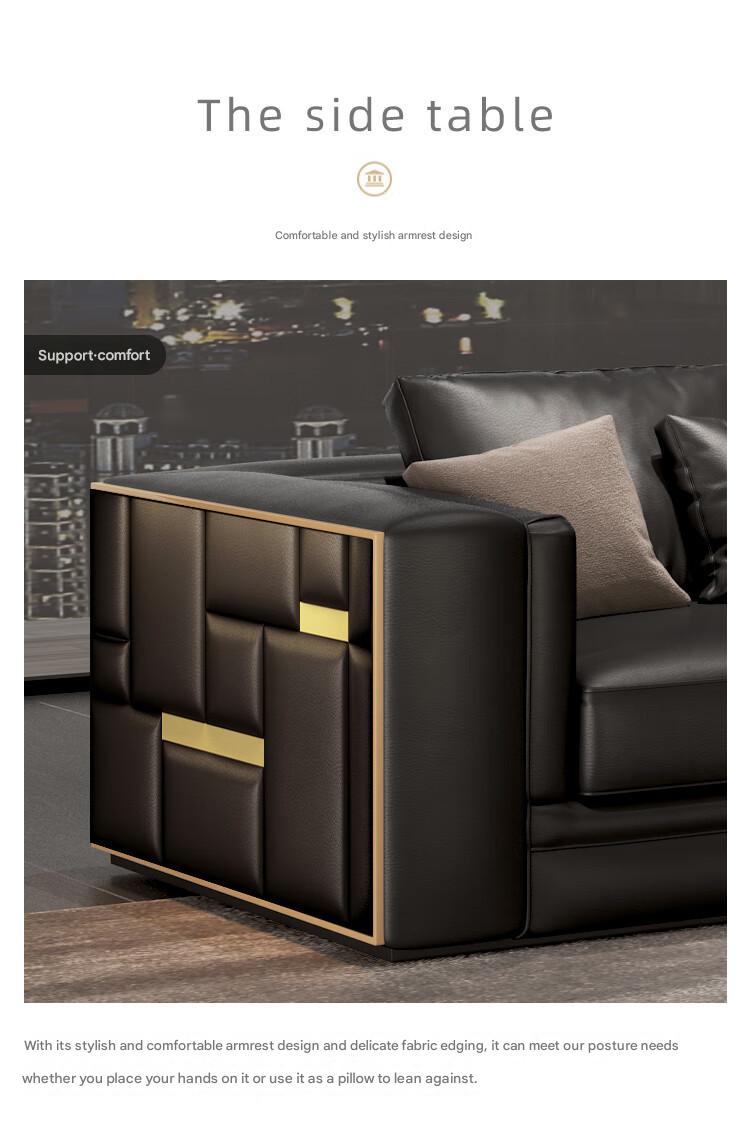 Luxury L-Shaped Leather Sectional Sofa Set
