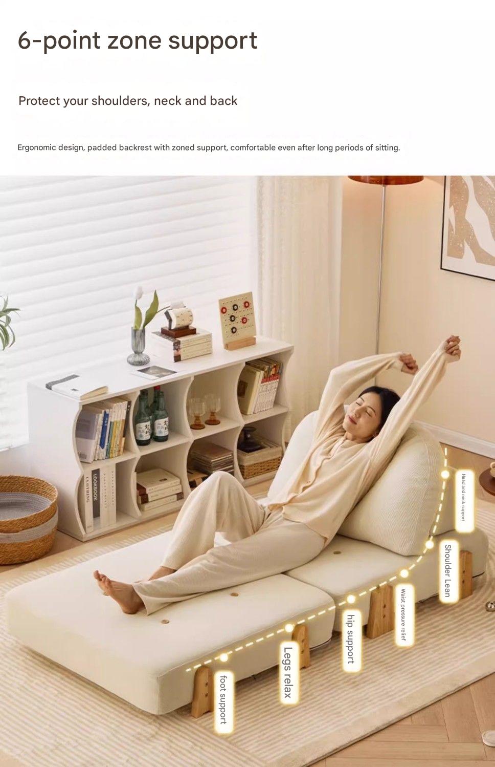 Luxury Fabric Floor Sofa Bed with Backrest