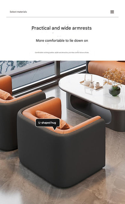 Luxury Modern Leather Sofa Set with Coffee Table
