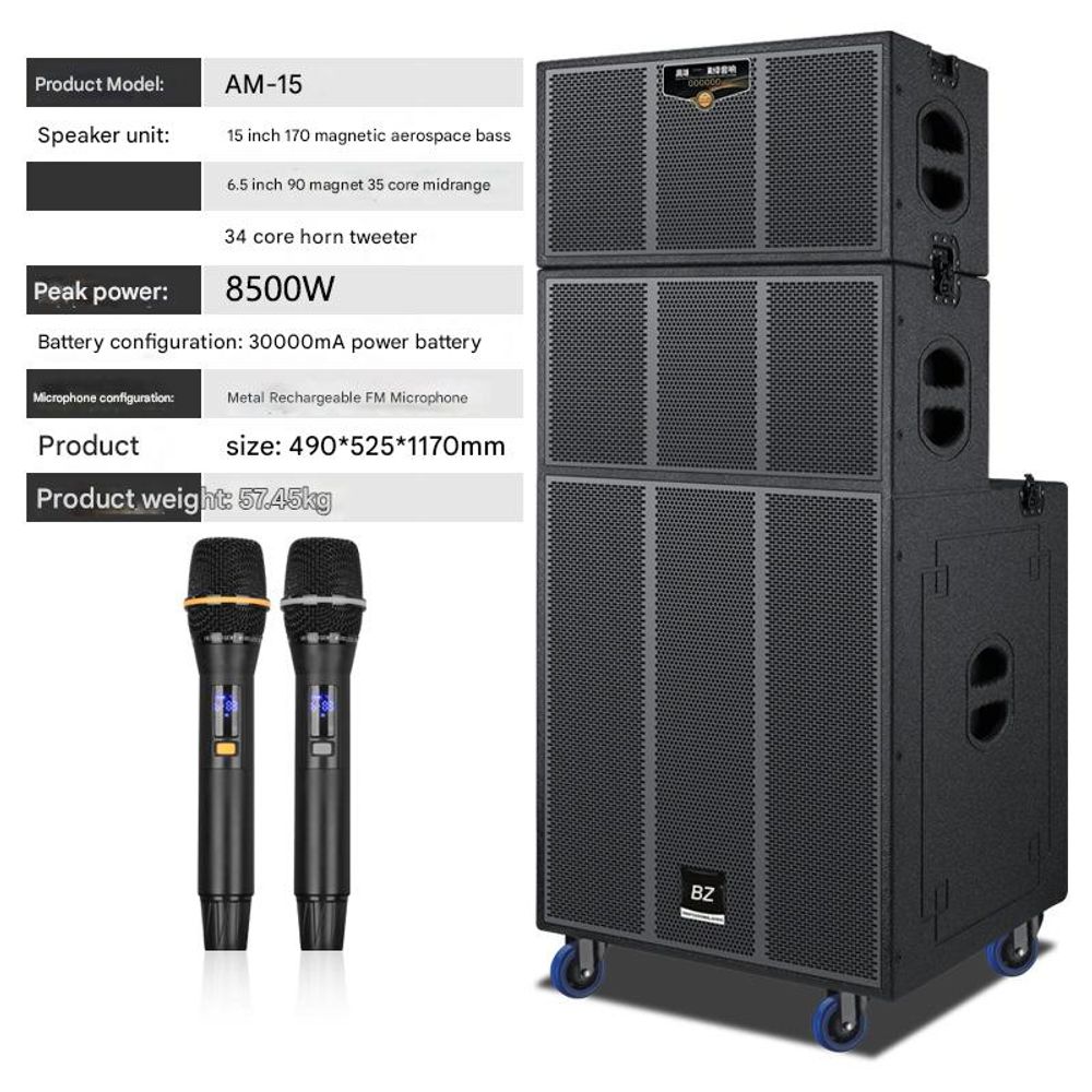 Outdoor High-Power PA Speaker with Mic & Wheels