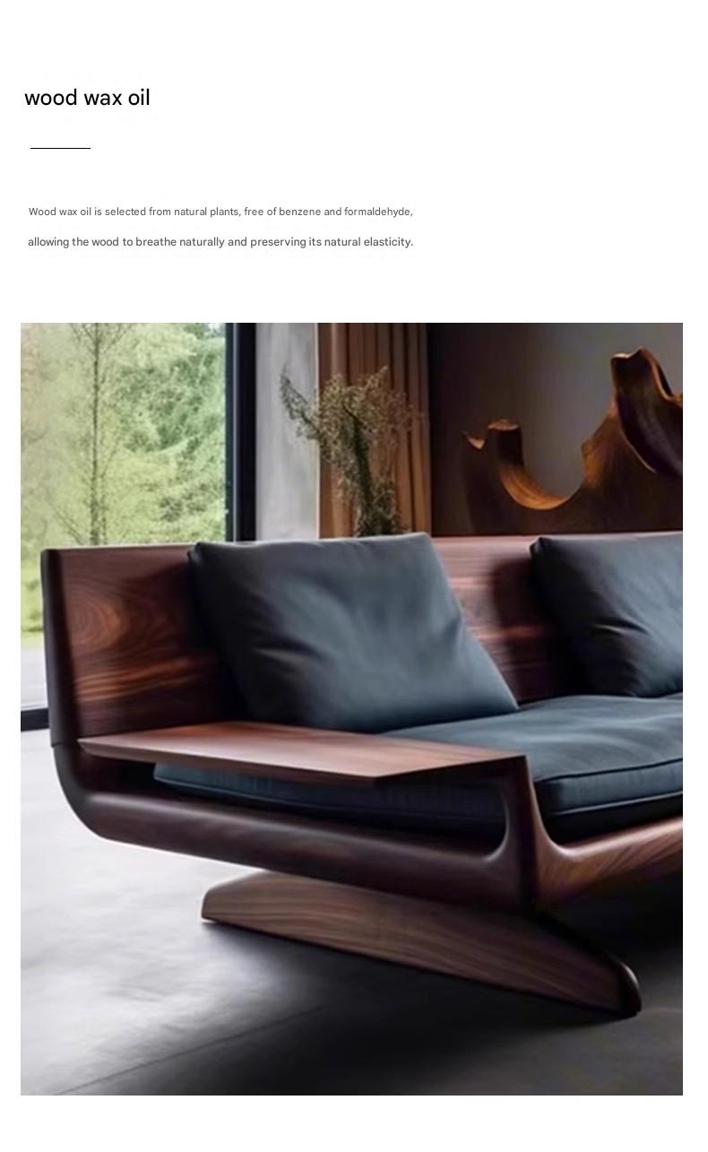 Luxury Black Walnut Three Seater Straight Sofa