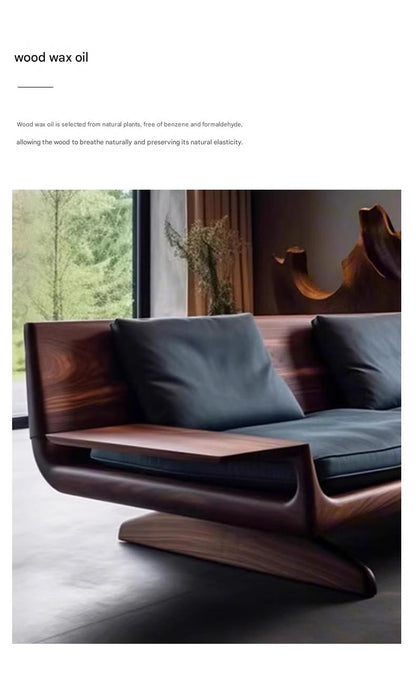 Luxury Black Walnut Three Seater Straight Sofa