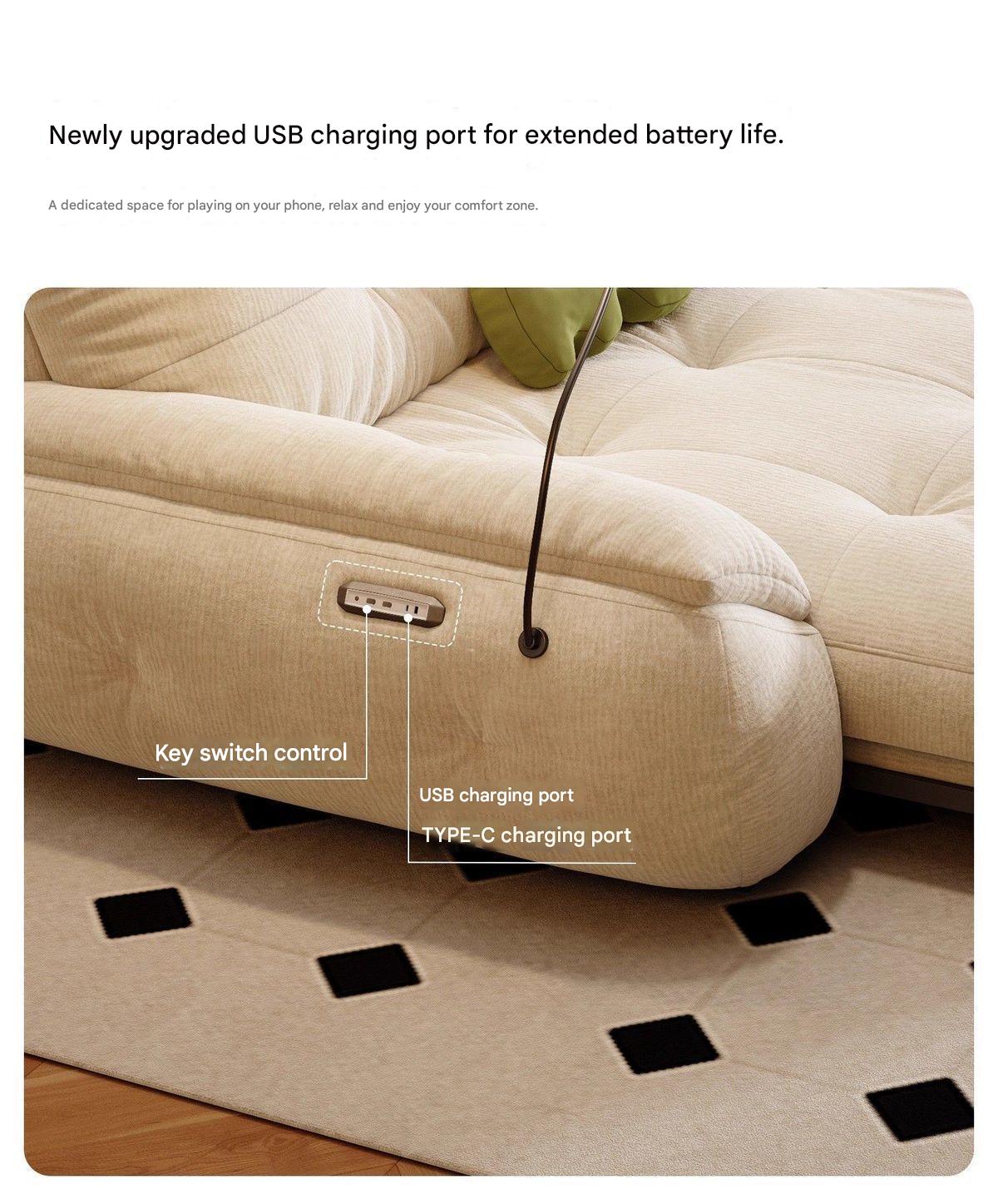 Luxury Multifunctional Retractable Fabric Sofa Bed With USB Charging