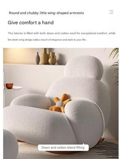 Luxury Lambswool Rocking Chair With Ottoman