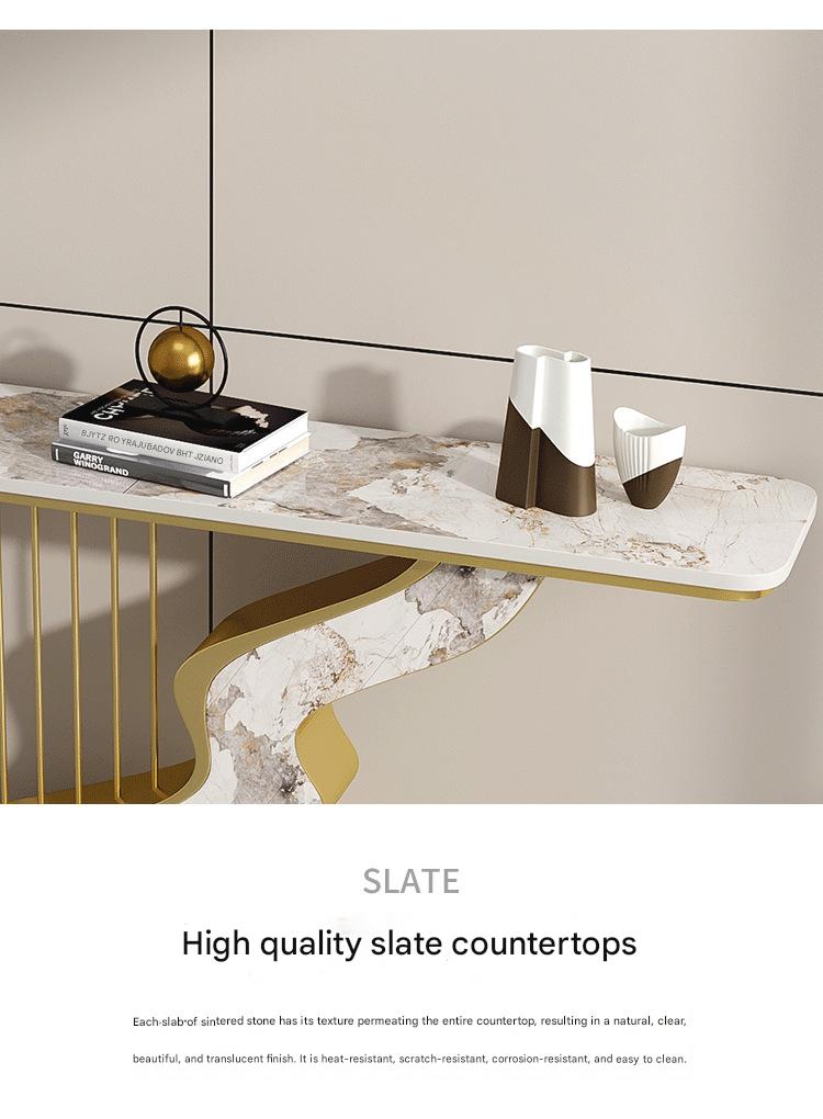 Luxury Rock Slab Foyer Table with Artistic Base