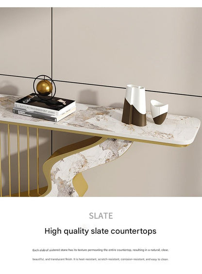 Luxury Rock Slab Foyer Table with Artistic Base