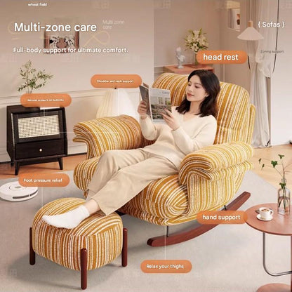 Retro Lazy Rocking Chair with Ottoman
