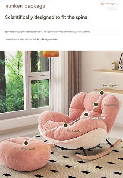 Modern Eggshell Rocking Chair with Ottoman
