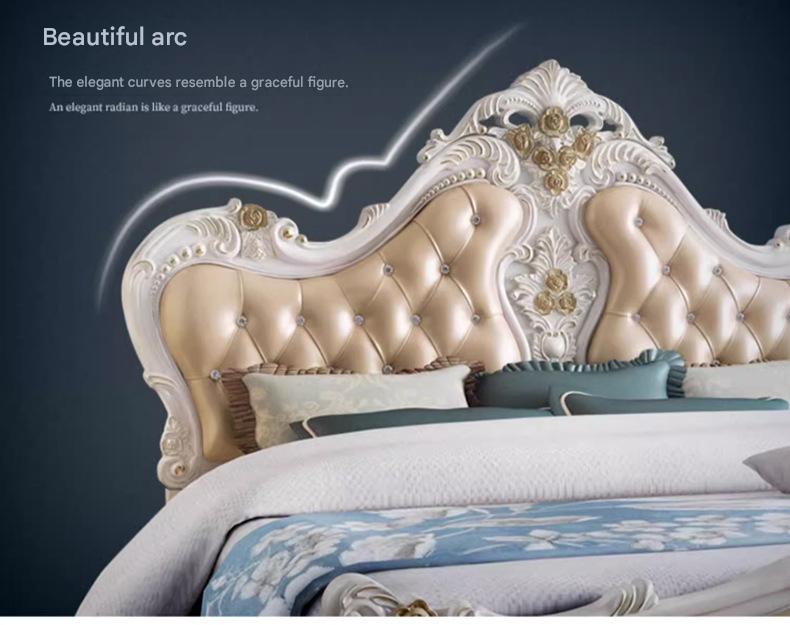 Luxury European French Wood Princess Double Bed