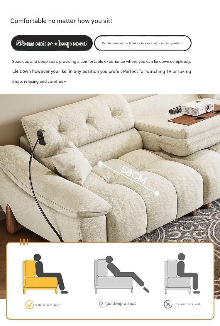 Modern Electric Chenille Lounge Sofa With Phone Holder