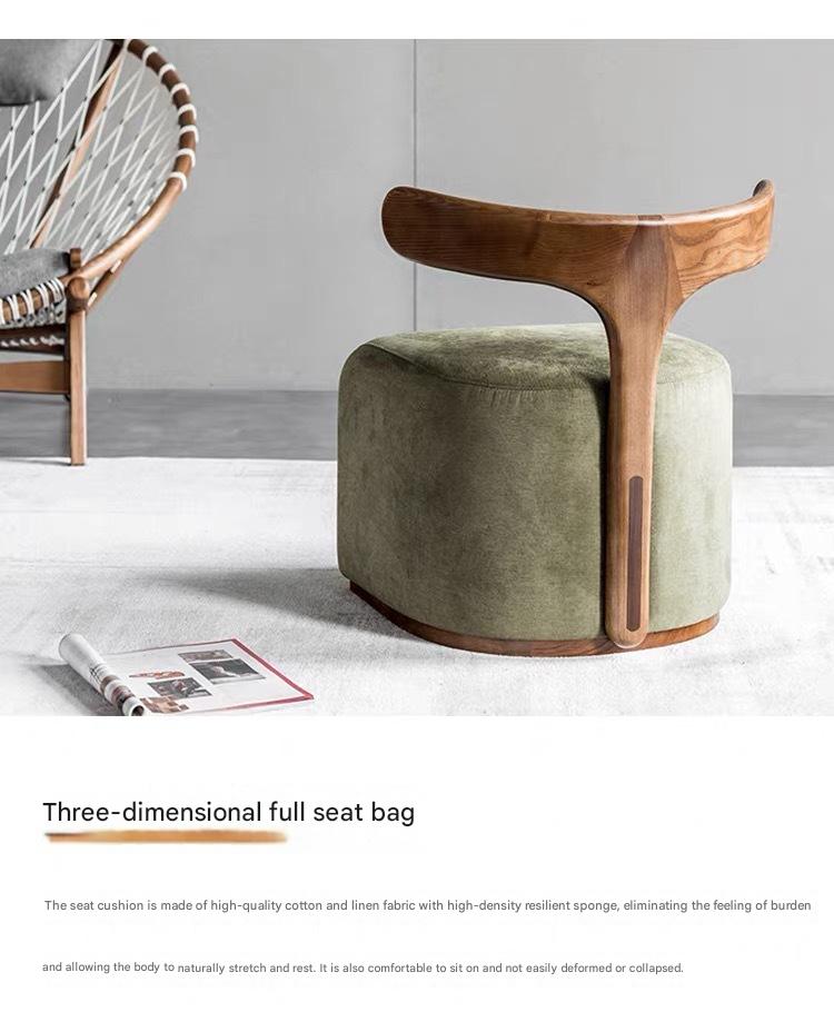 Modern Scandinavian Wooden Stool with Backrest