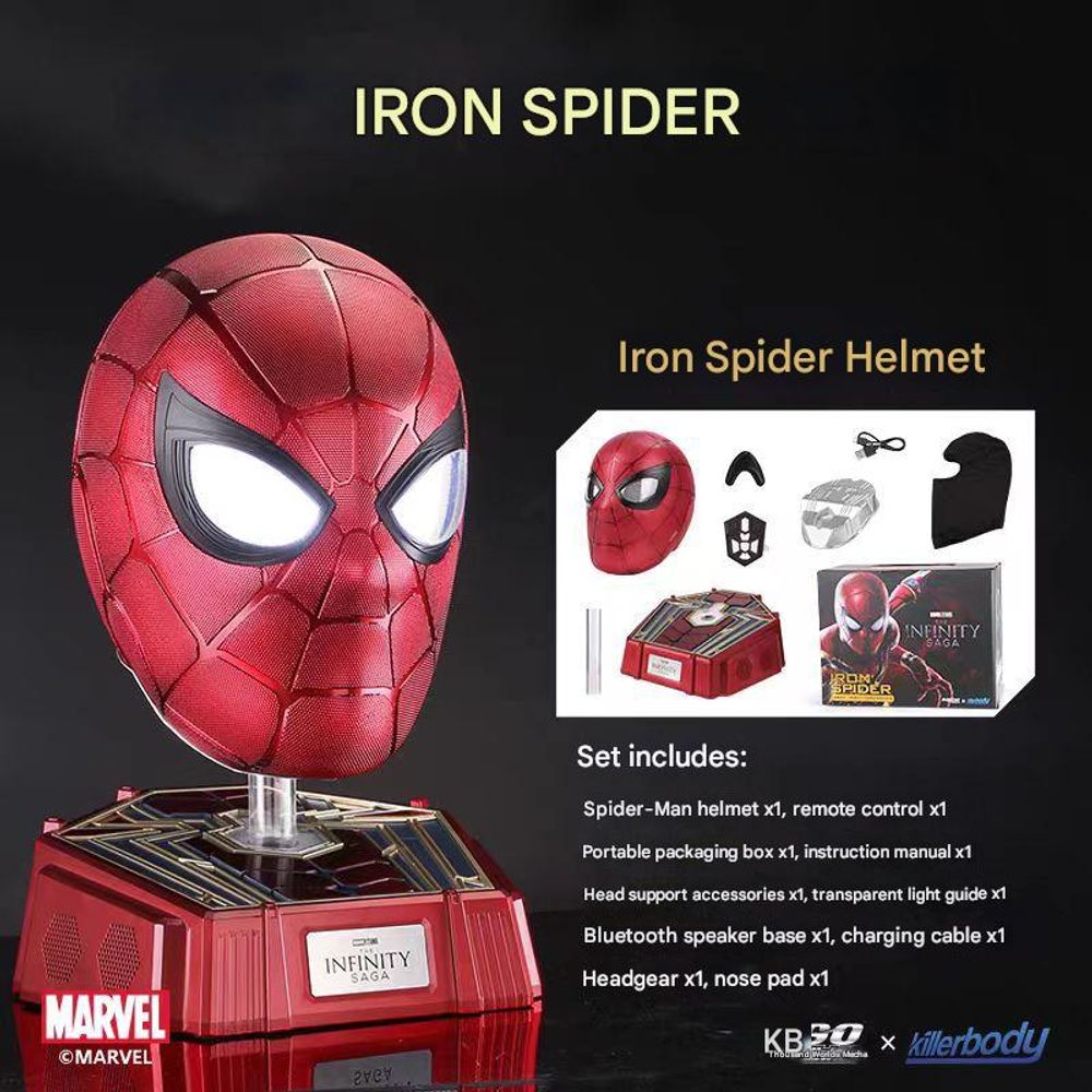 Iron Spiderman 1:1 Wearable Helmet with Display Base