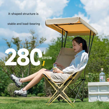 Outdoor Folding Chair with Umbrella Canopy
